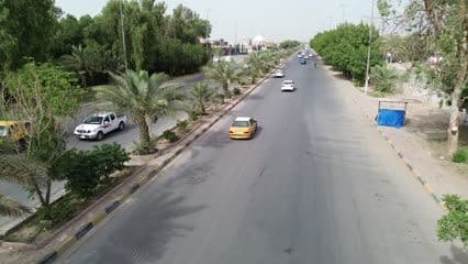 شارع الحزام الاخضر , النجف , سيارات , اشجار