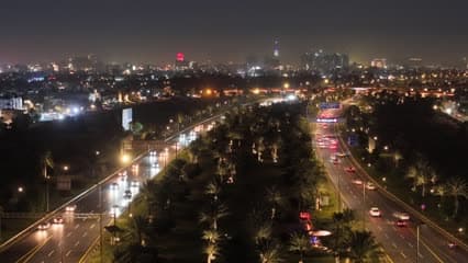 شارع المطار , بغداد , مشهد ليلي